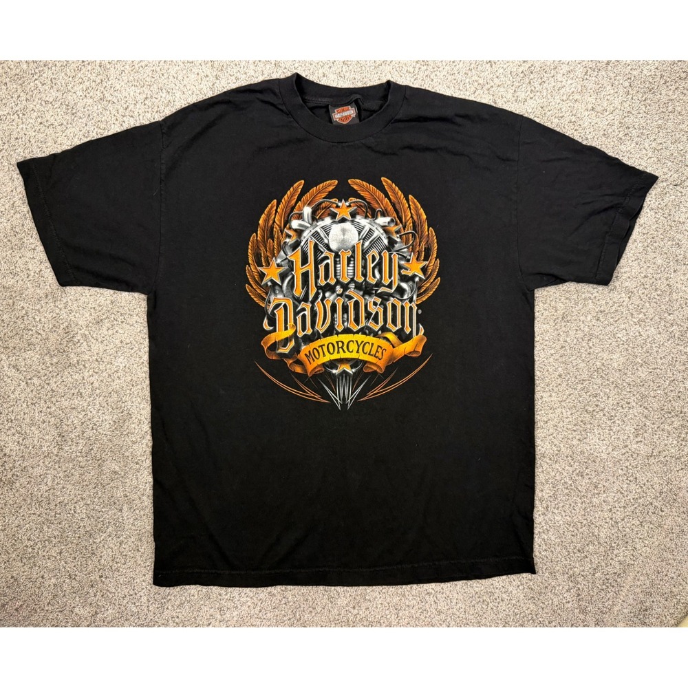 Harley Davidson T-Shirt Boiler Lafayette Indiana XL Black Graphic Biker Tee